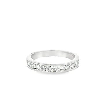 18K White Gold Natural Round Diamond Wedding Band (.68ct)