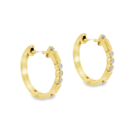 18kt Yellow Gold Natural Round Diamond Medium Hoop Earrings (.07ct)