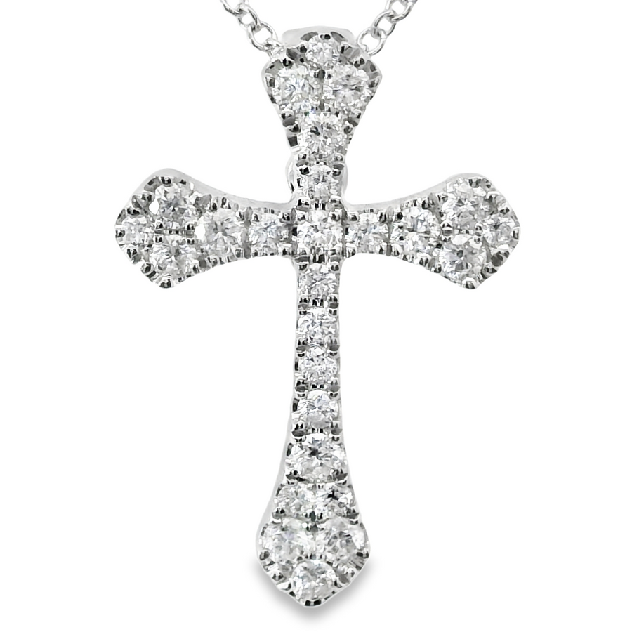 18kt White Gold Natural Diamond Cross Pendant (.36ct)