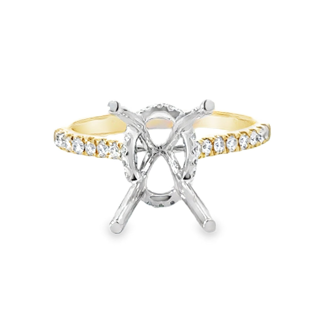 18kt Tu-Tone Gold Hidden Halo Natural Diamonds Semi-Mount Ring (0.31ct)