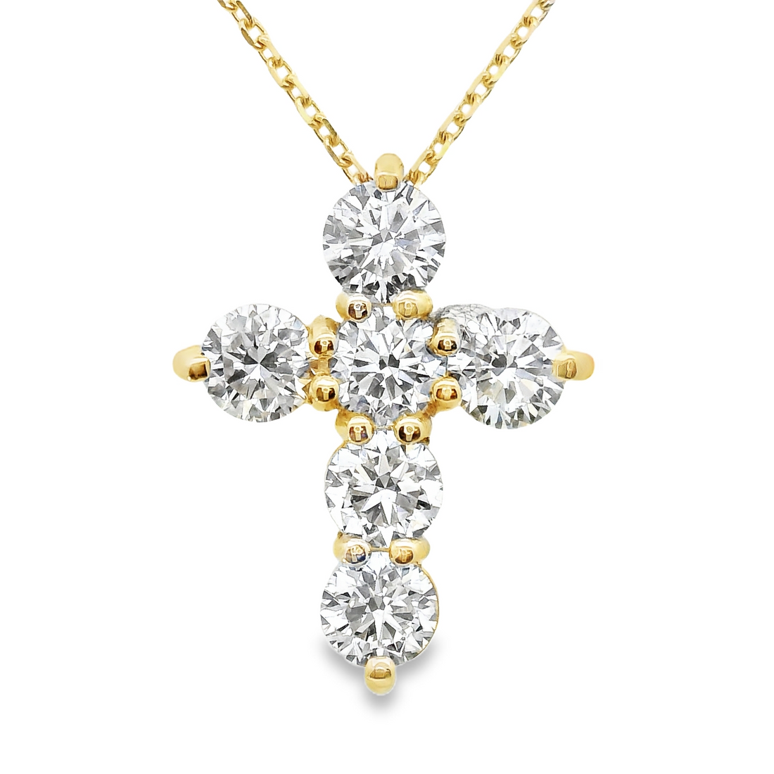 18kt Yellow Gold Natural Diamond Cross Pendant (1.11ct)
