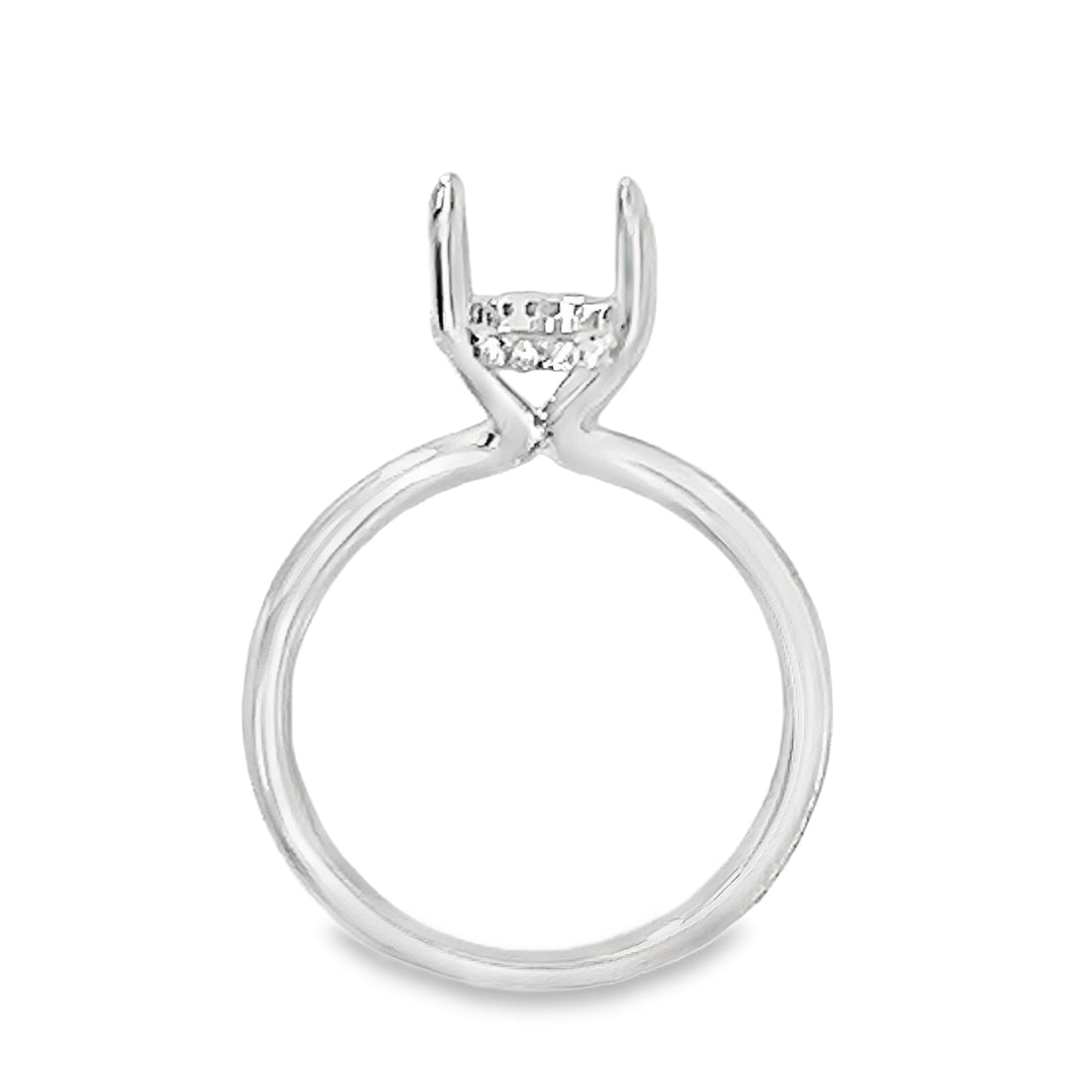 18kt White Gold Hidden Halo Natural Diamonds Semi-Mount Ring (0.11ct)