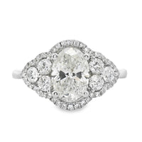 18kt White Gold Natural Oval Brilliant Diamond Halo Engagement Ring (1.78ct)