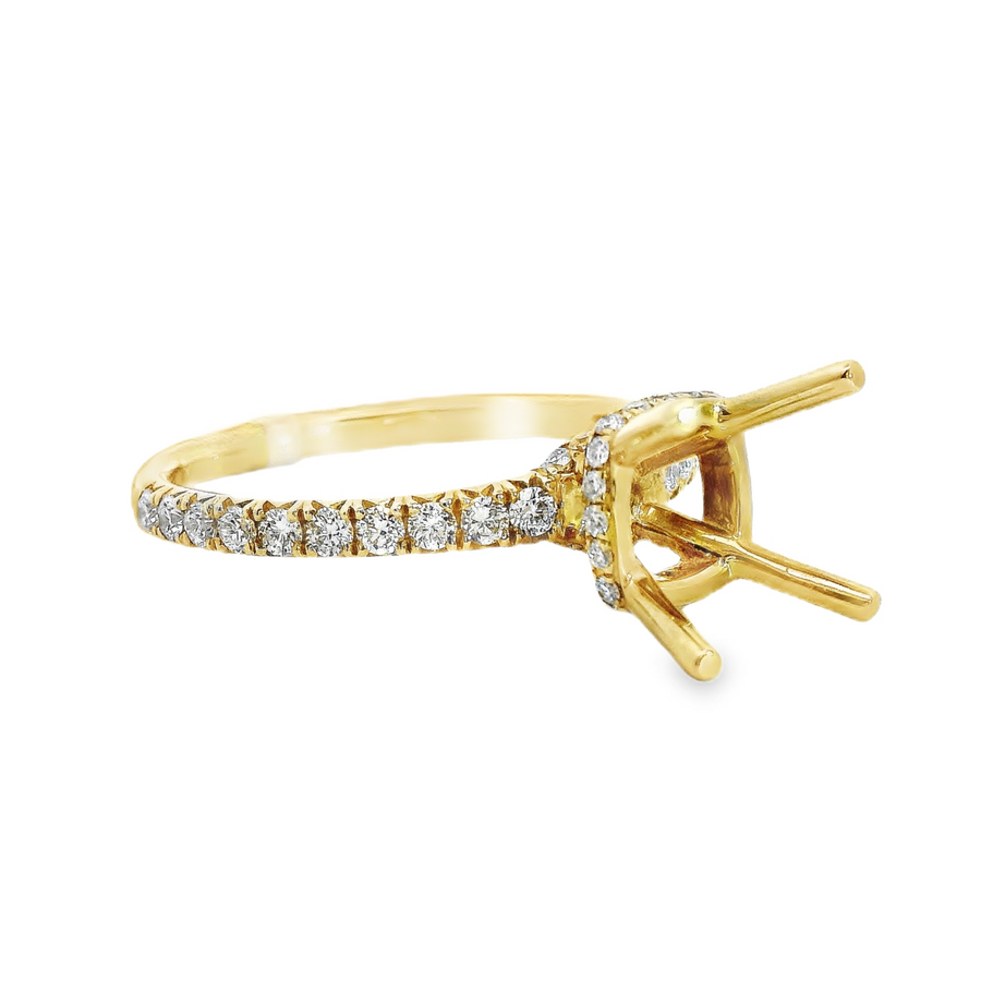 18kt Yellow Gold Natural Round Diamond Semi-Mount Ring (.50ct)