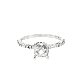 18kt White Gold Hidden Halo Natural Diamonds Semi-Mount Ring (0.24ct)