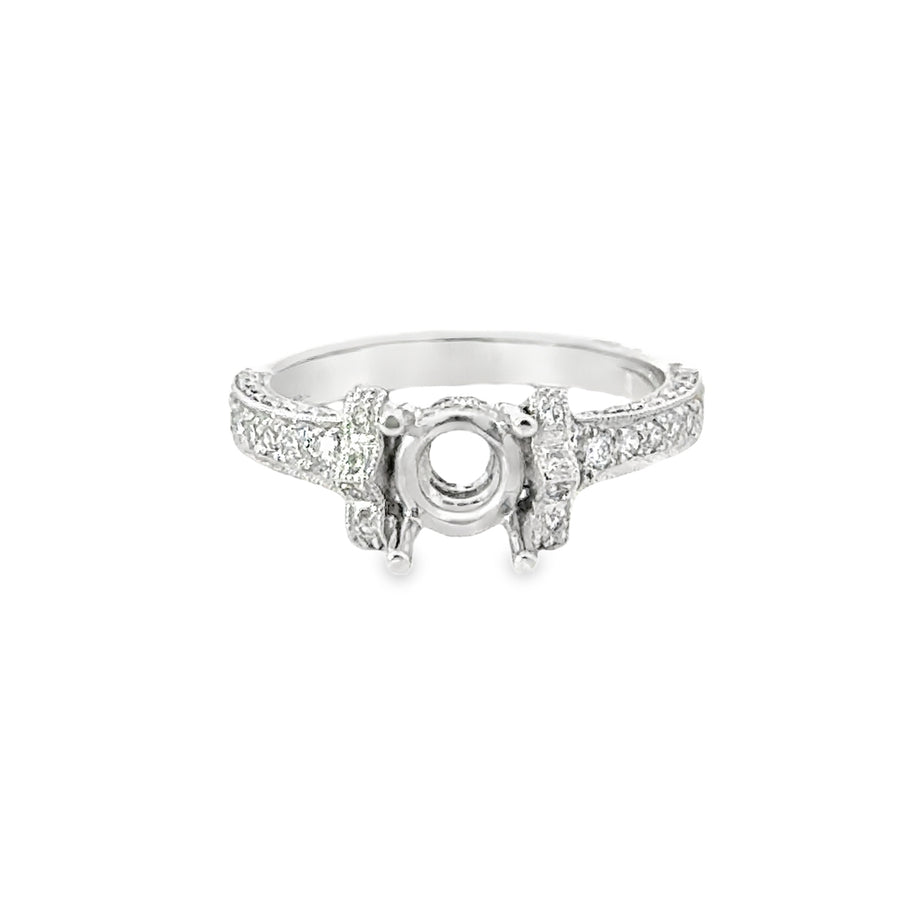 18kt White Gold Pave Natural Diamonds Semi-Mount Ring (0.55ct)