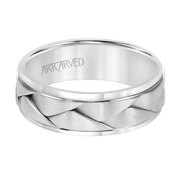 Artcarved 14kt White Gold 7mm Braided Design with Brushed Finish Wedding Band