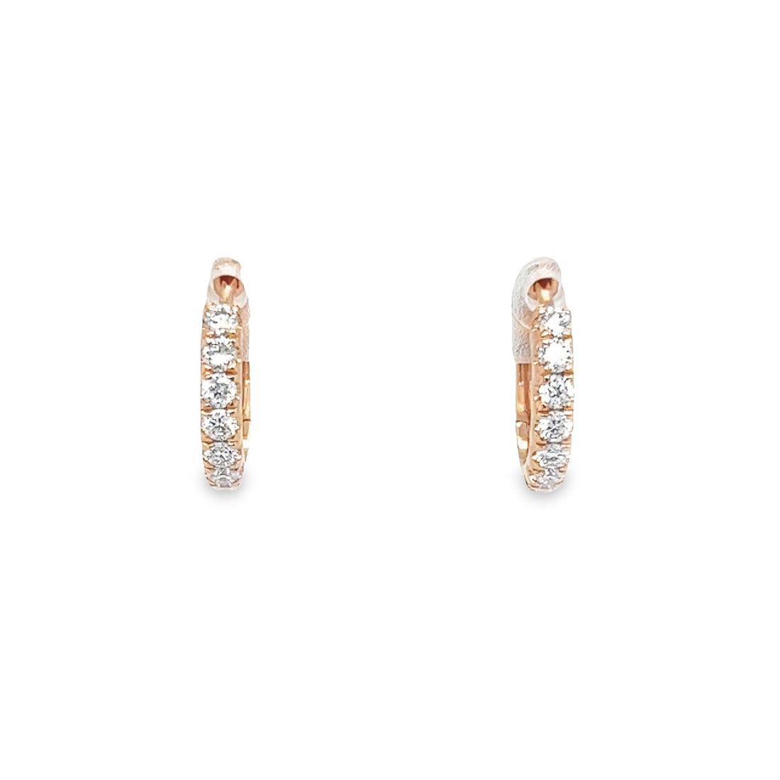 18K Rose Gold Small Hoop Diamond Earrings (.42ct)