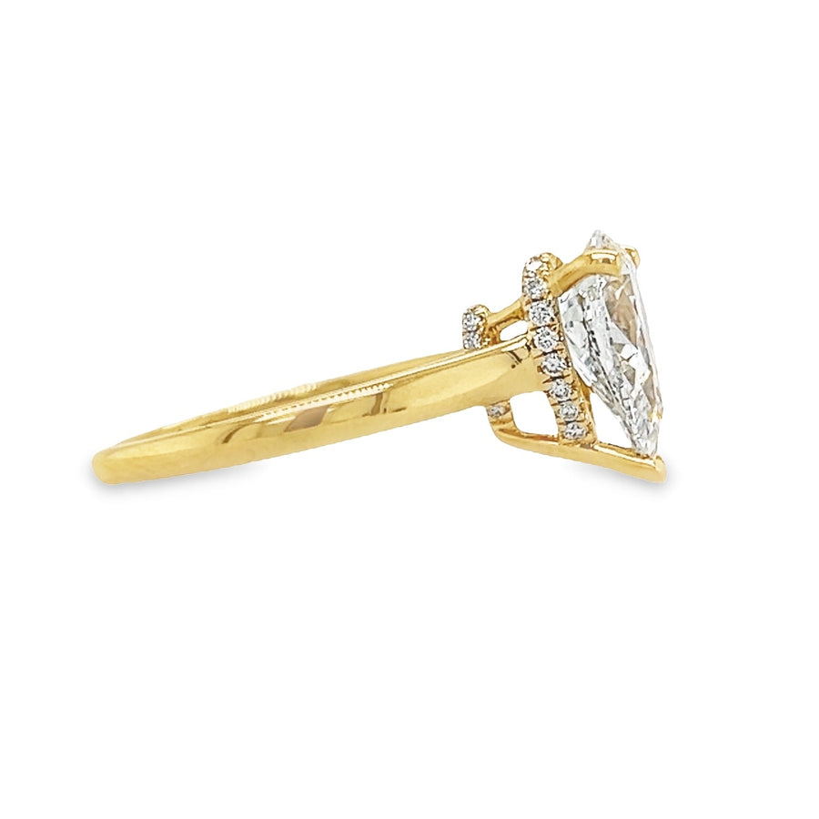 18K Yellow Gold Lab-Grown Pear Diamond Engagement Ring (2.00ct)