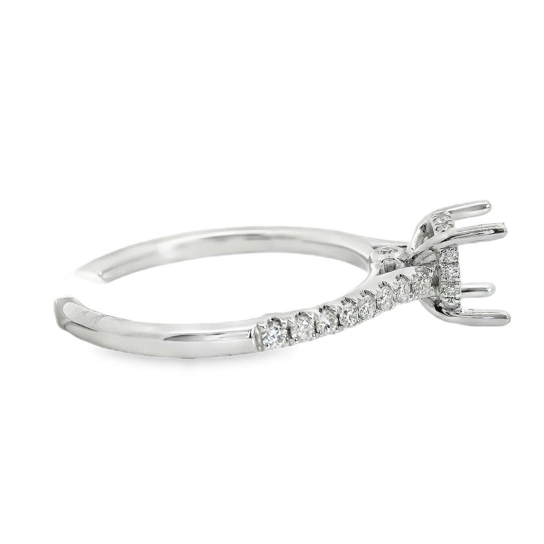18kt White Gold Full-Cut Diamond Hidden Halo Semi-Mount Ring (.25ct)