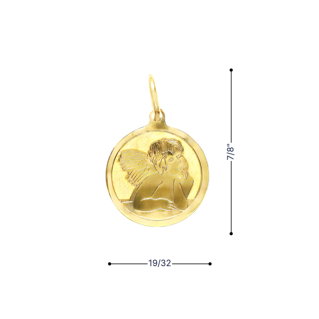 18kt Yellow Gold Italian Made Cherub Disc Charm (1.27g)
