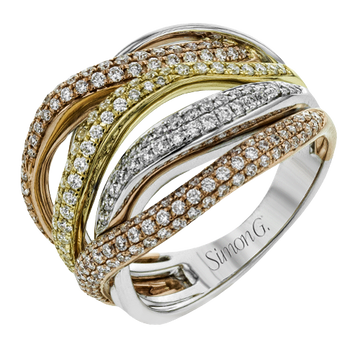 Simon G 18K Tri Color Diamond Ring (.94ct)