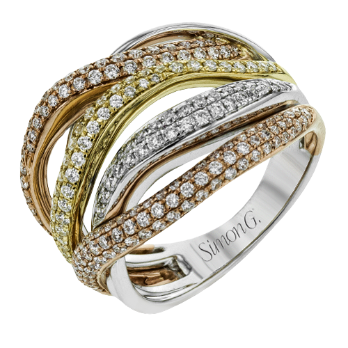 Simon G 18K Tri Color Diamond Ring (.94ct)