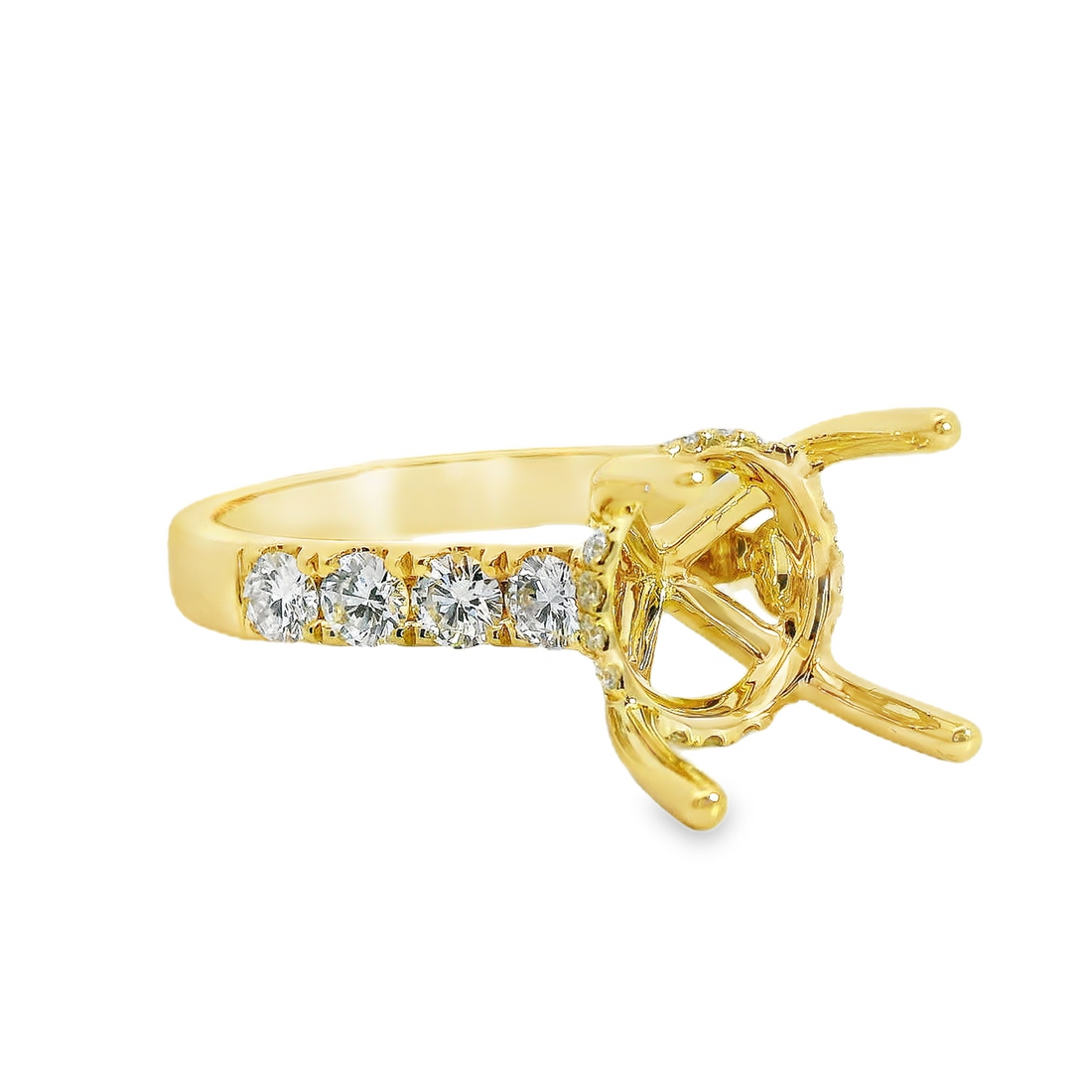 18kt Yellow Gold Natural Round Diamond Semi-Mount Ring (.71ct)