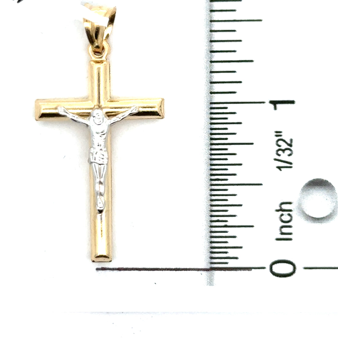 14kt Two-Tone Gold Italian Made Crucifix (1.97g)