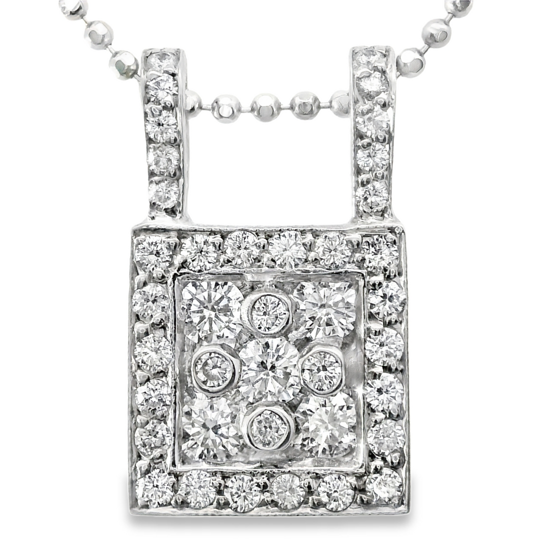 18kt White Gold Natural Diamond Square Pendant (0.48ct)