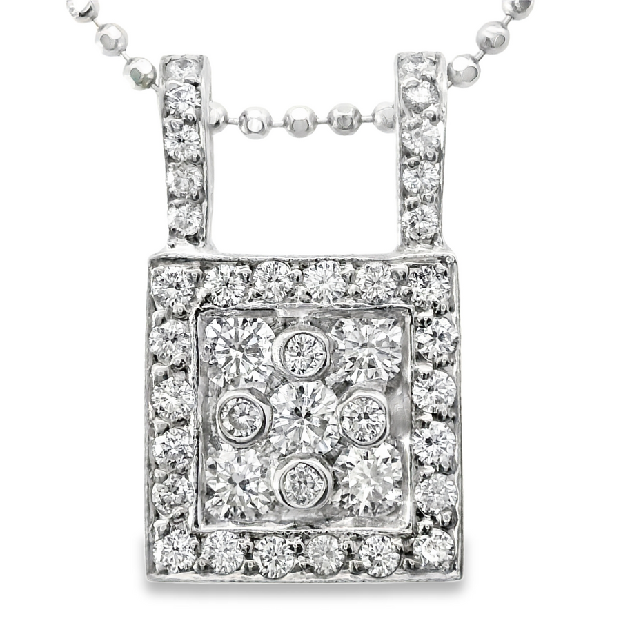18kt White Gold Natural Diamond Square Pendant (0.48ct)