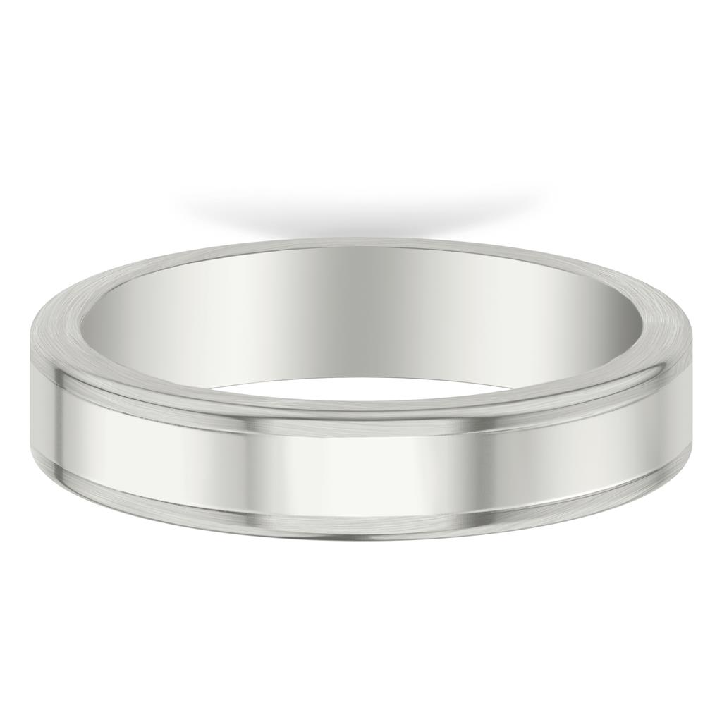 Goldman 14kt White Gold 5mm Polished Center with Flat Round Edge Wedding Band