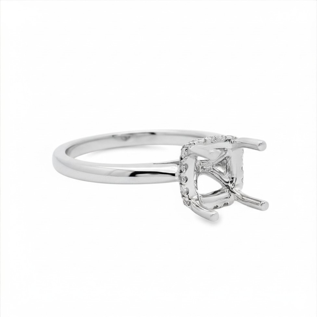 18kt White Gold Full-Cut Diamond Hidden Halo Semi-Mount Ring (.26ct)