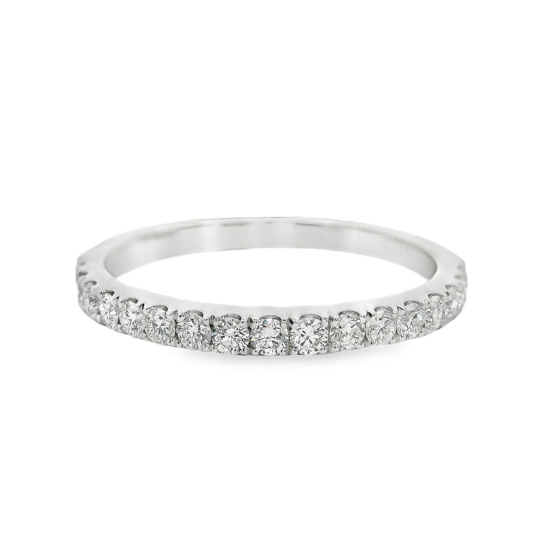 18kt White Gold Natural Round Diamond Prong Set Wedding Ring (0.36ct)