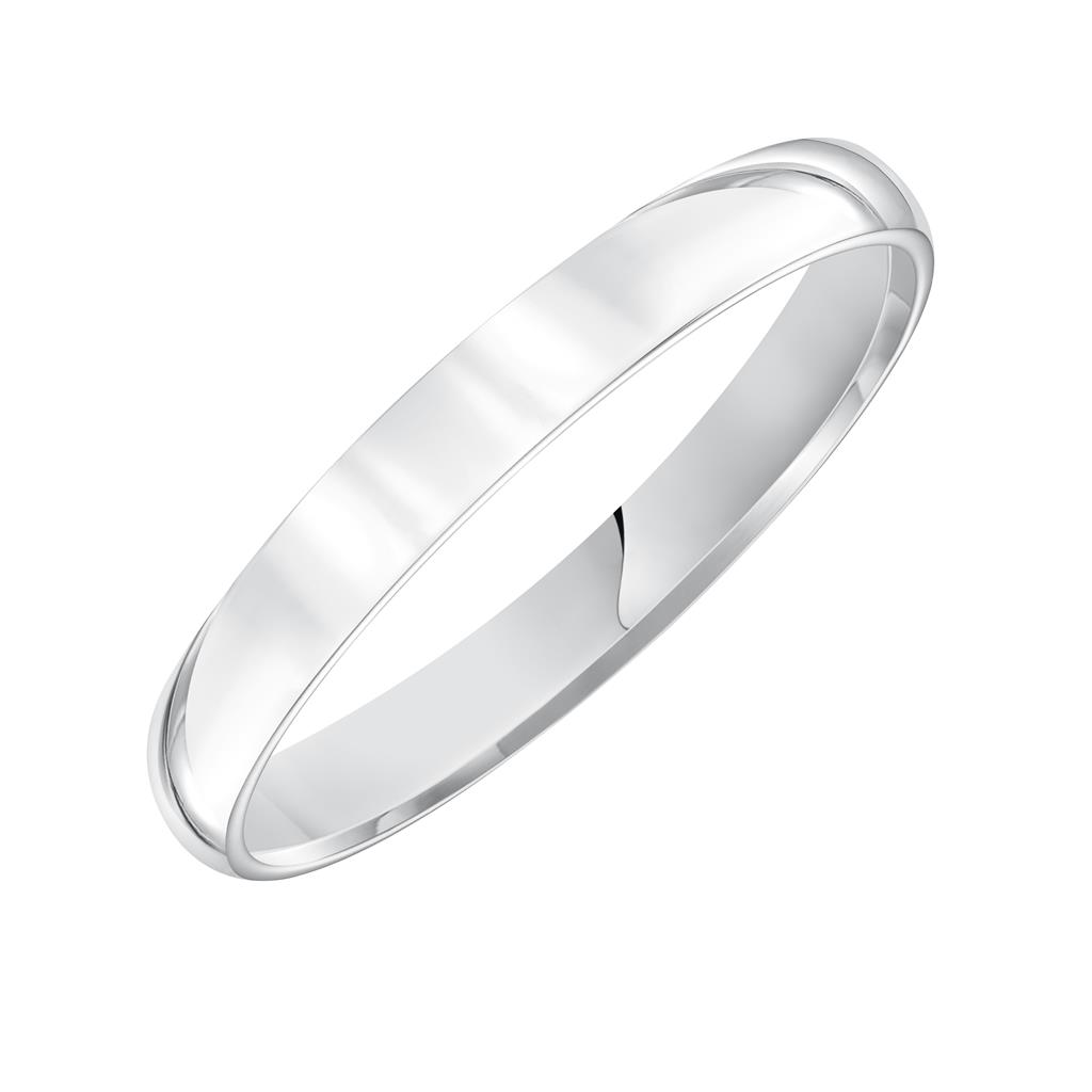 Goldman 14kt White Gold 3mm Half Round Polished Finish Ring