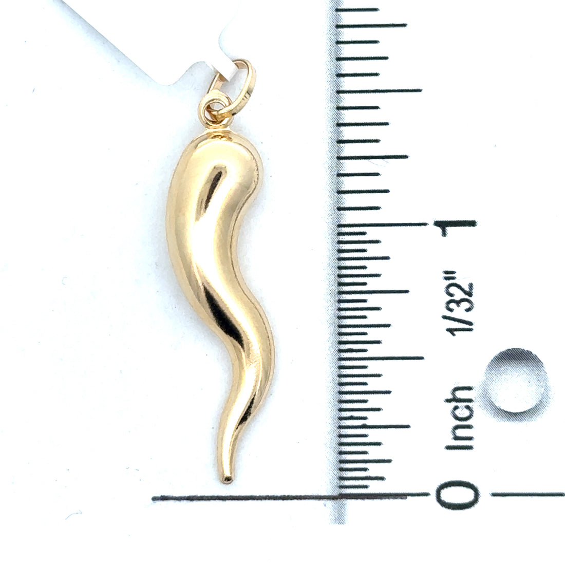 18kt Yellow Gold 41mm Italian Made Horn Pendant (2.13g)