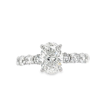 18K White Gold Natural Oval Brilliant Diamond Engagement Ring (1.53ct)