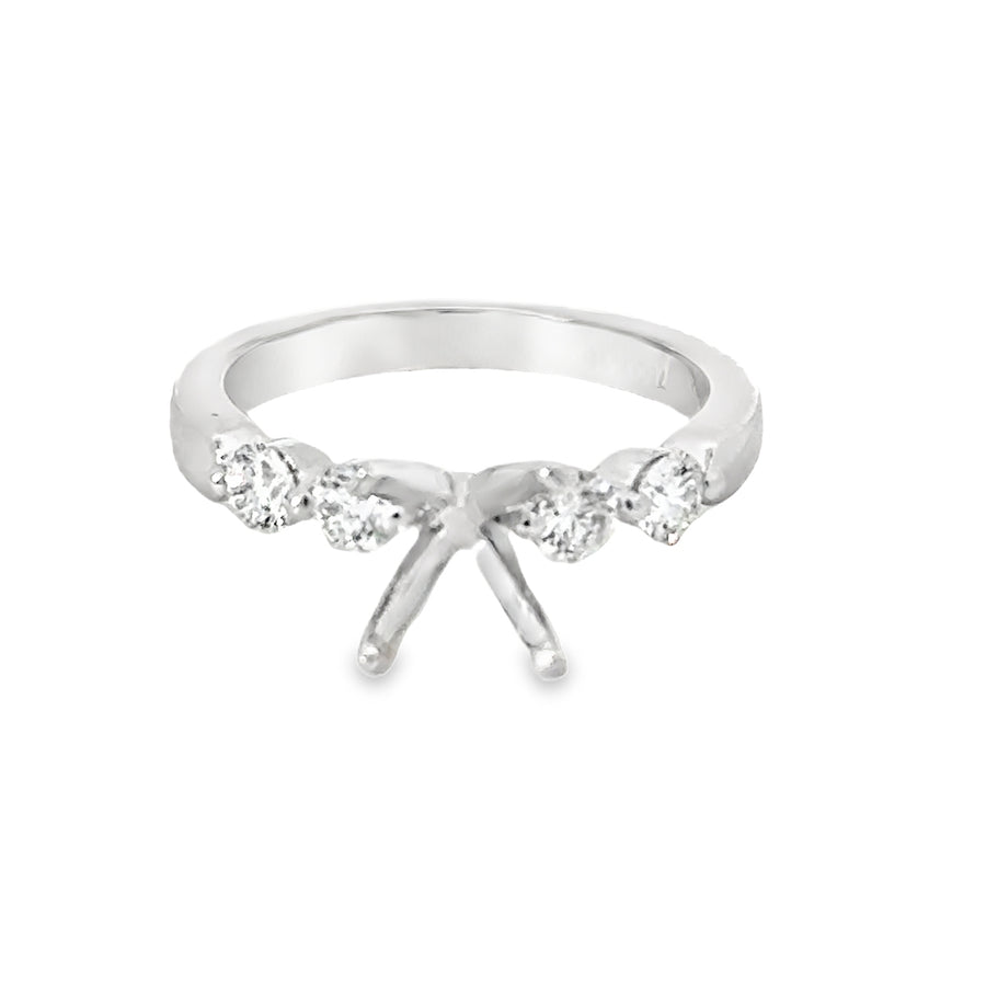 18kt White Gold Shared Prong Natural Diamonds Semi-Mount Ring (0.44ct)