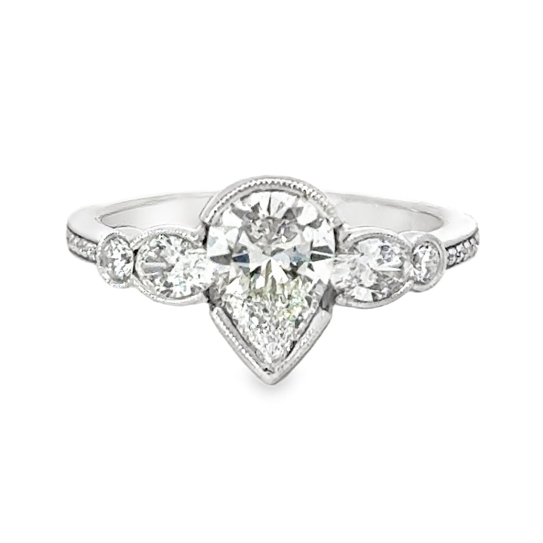 18kt White Gold Natural Pear Diamond Engagement Ring (1.62ct)