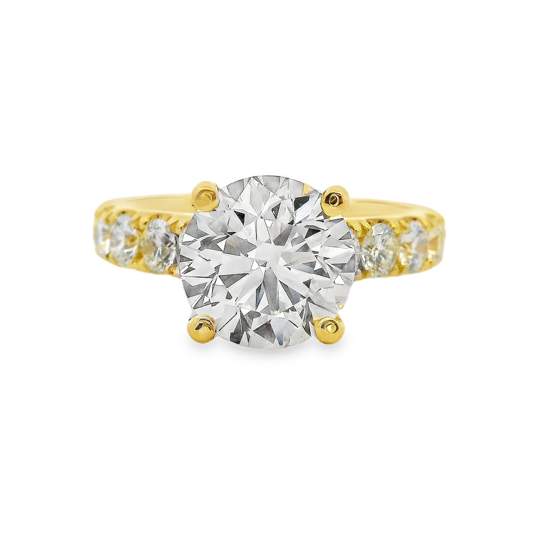 18kt Yellow Gold Lab-Grown Round Diamond Engagement Ring (4.49ct)