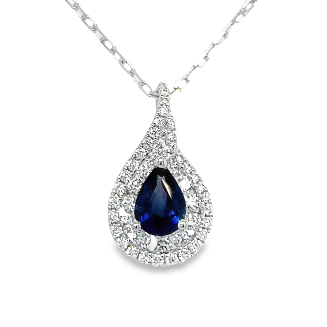 18kt White Gold Natural Sapphire And Natural Diamonds Pendant (1.16ct)