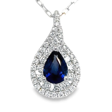 18kt White Gold Natural Sapphire And Natural Diamonds Pendant (1.16ct)