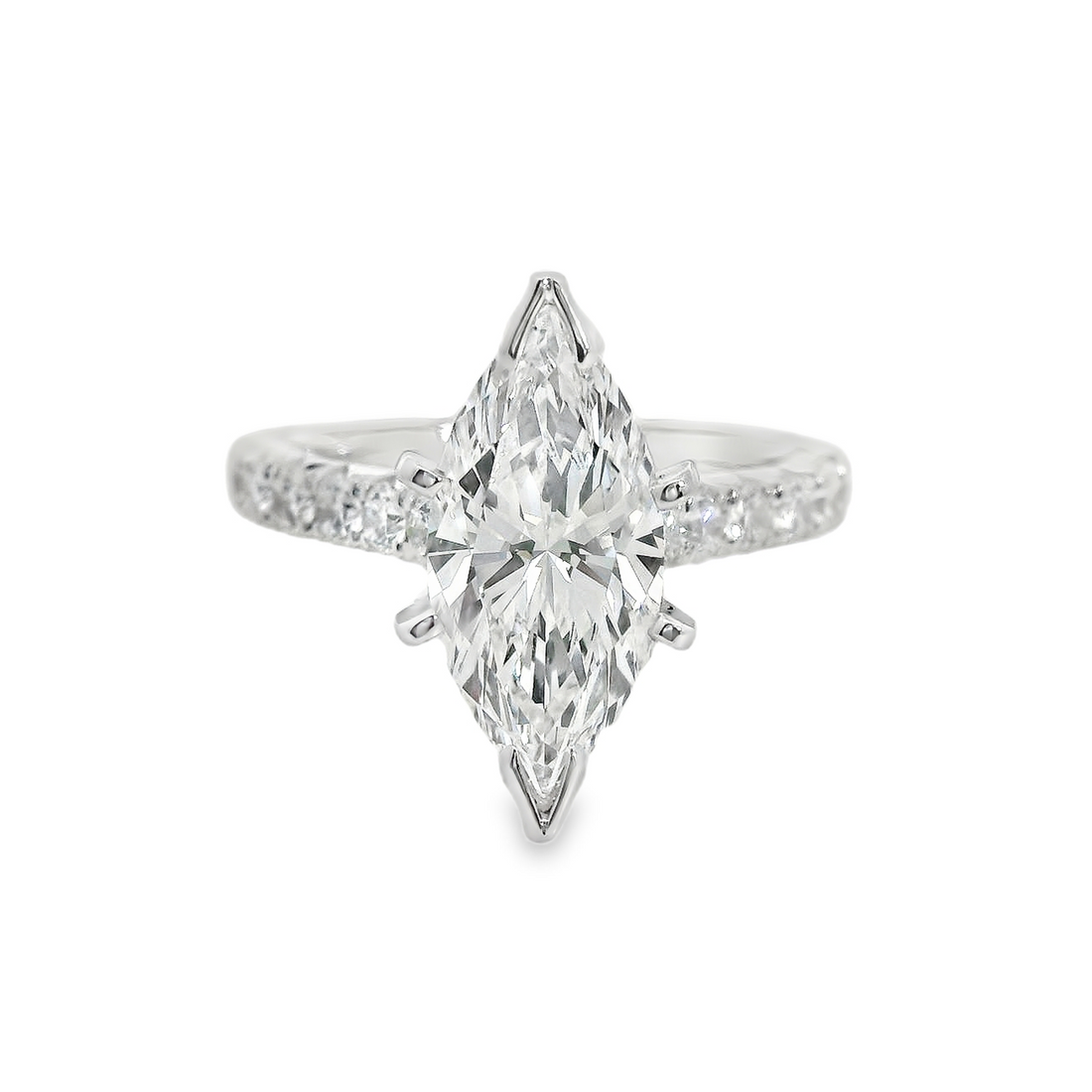 Platinum Lab-Grown Marquise and Natural Round Diamond Engagement Ring (2.62ct)