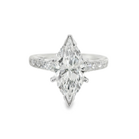 Platinum Lab-Grown Marquise and Natural Round Diamond Engagement Ring (2.62ct)