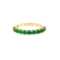 18kt Yellow Gold Round Natural Emeralds and Ring (1.02ct)