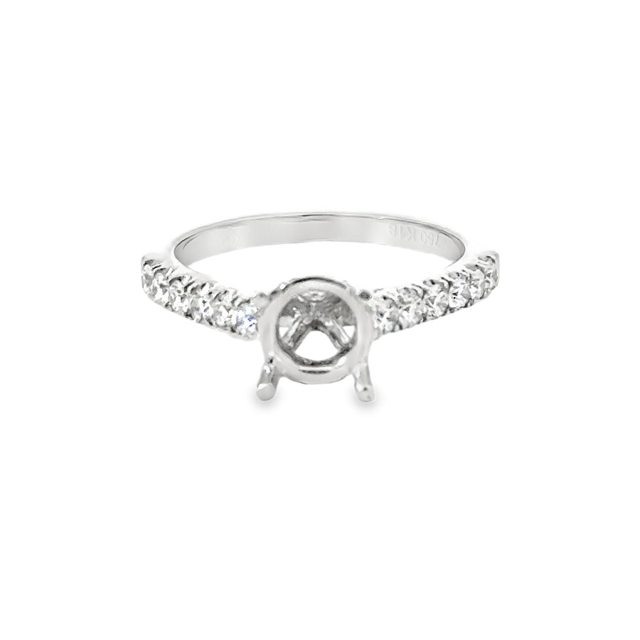 18kt White Gold Hidden Halo Natural Diamonds Semi-Mount Ring (0.42ct)