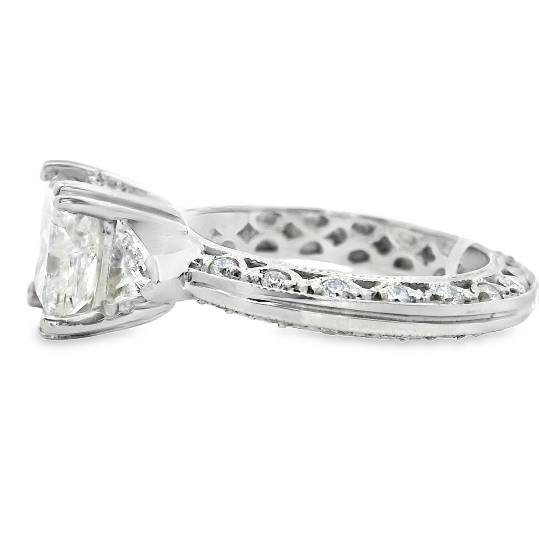 Platinum Natural Princess Cut Diamond Eternity Engagement Ring (2.89ct)