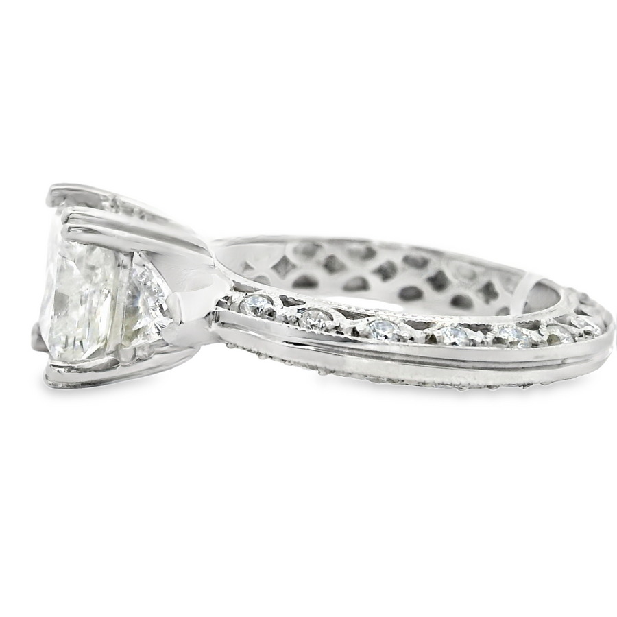 Platinum Natural Princess Cut Diamond Eternity Engagement Ring (2.89ct)