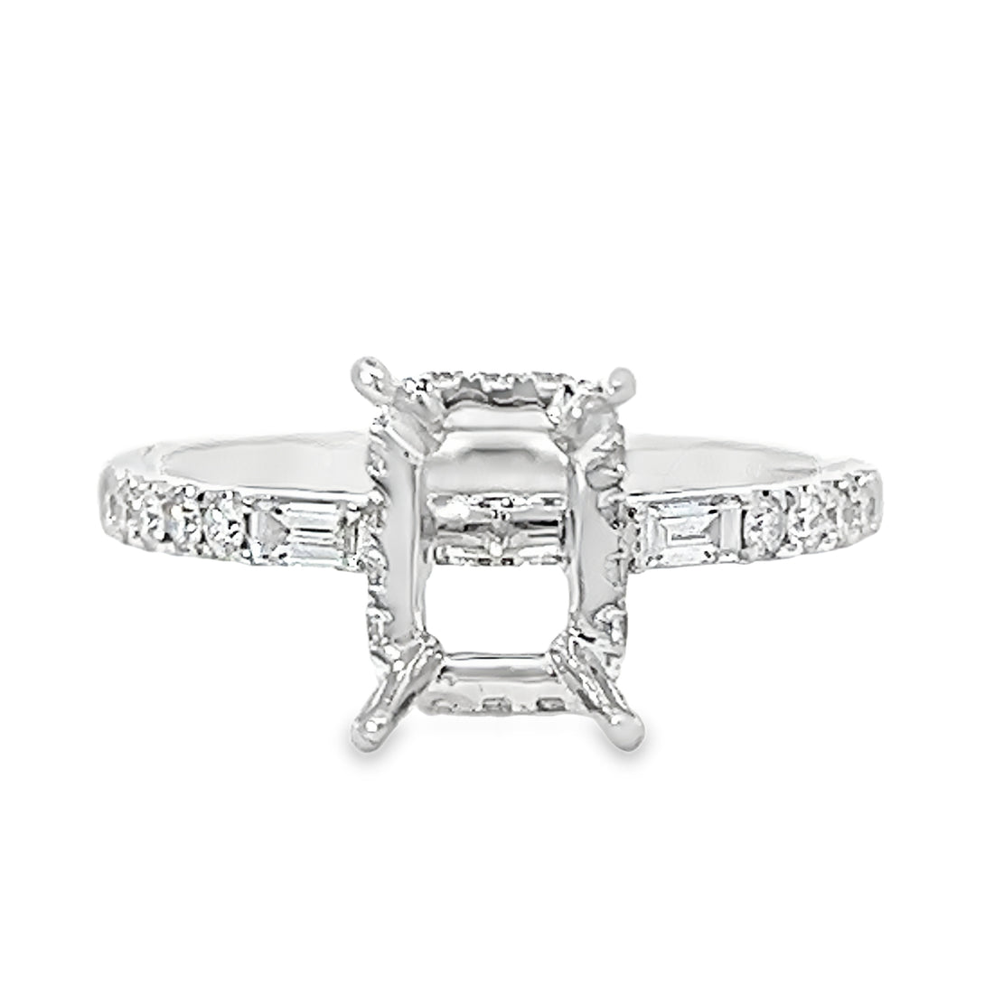 18kt White Gold Hidden Halo Natural Diamonds Semi-Mount Ring (0.46ct)