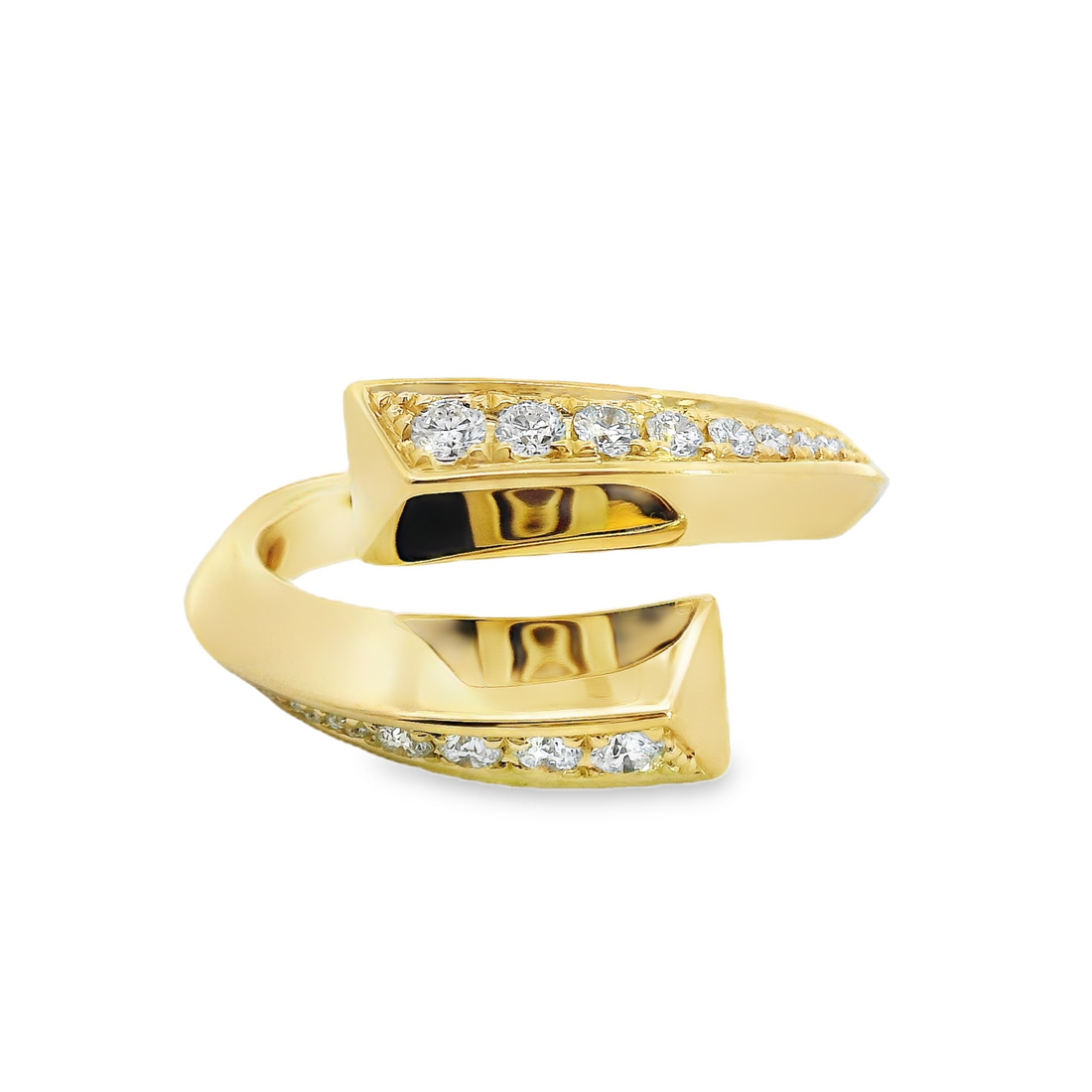 18kt Yellow Gold Natural Round Diamond Bypass Ring (.32ct)