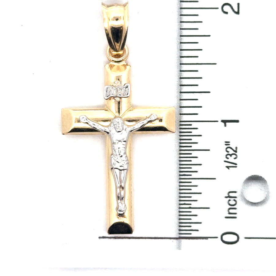 14kt Two-Tone Gold Italian Made Crucifix Pendant (3.7g)