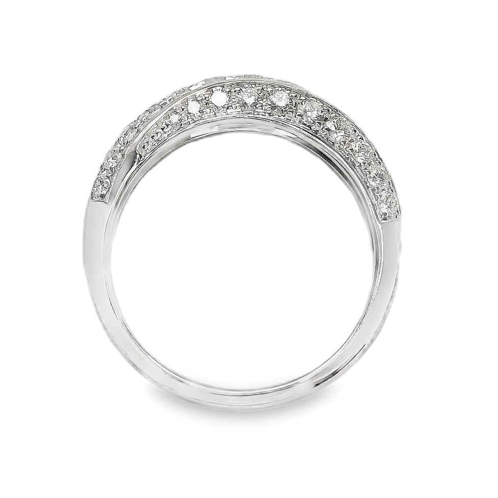 18kt White Gold Natural Round Diamond Wedding Ring (.79ct)
