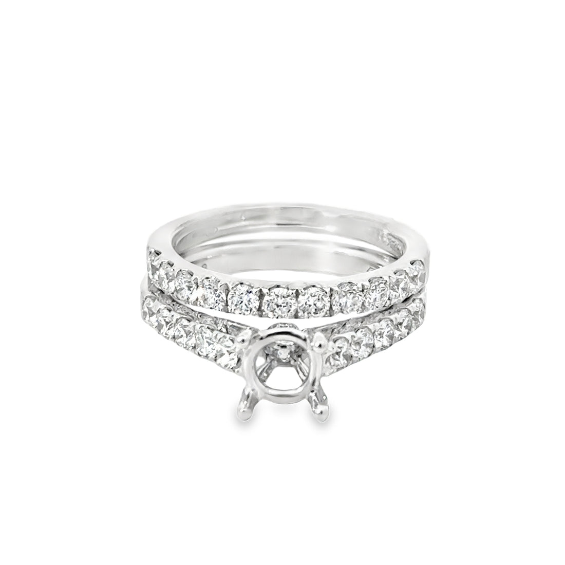 18kt White Gold Prong Set Natural Diamonds Semi-Mount Ring (1.19ct)