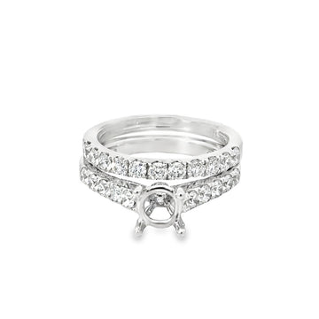 18kt White Gold Prong Set Natural Diamonds Semi-Mount Ring (1.19ct)