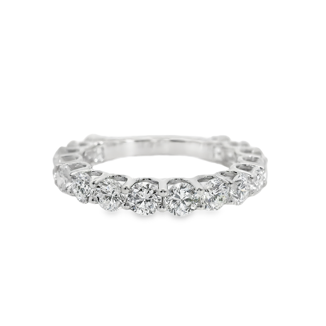 14kt White Gold Lab-Grown Round Diamond Shared Prong Wedding Ring (2.40ct)