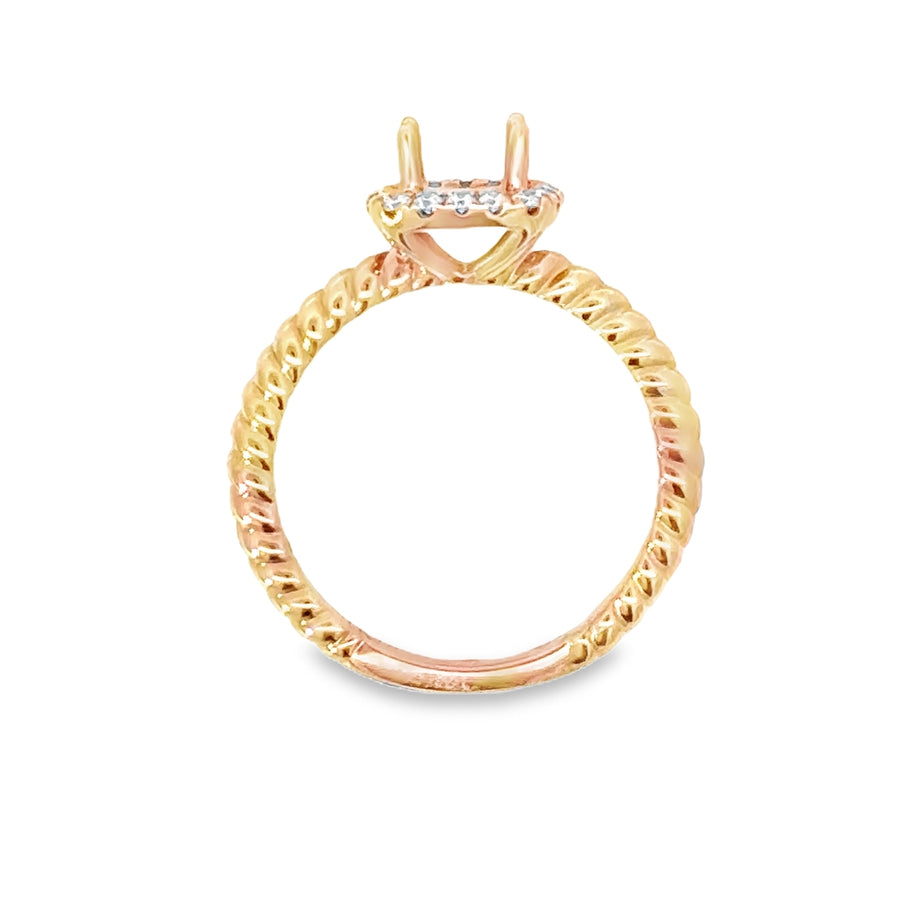 18kt Rosé Gold Halo Natural Diamonds Semi-Mount Ring (0.14ct)