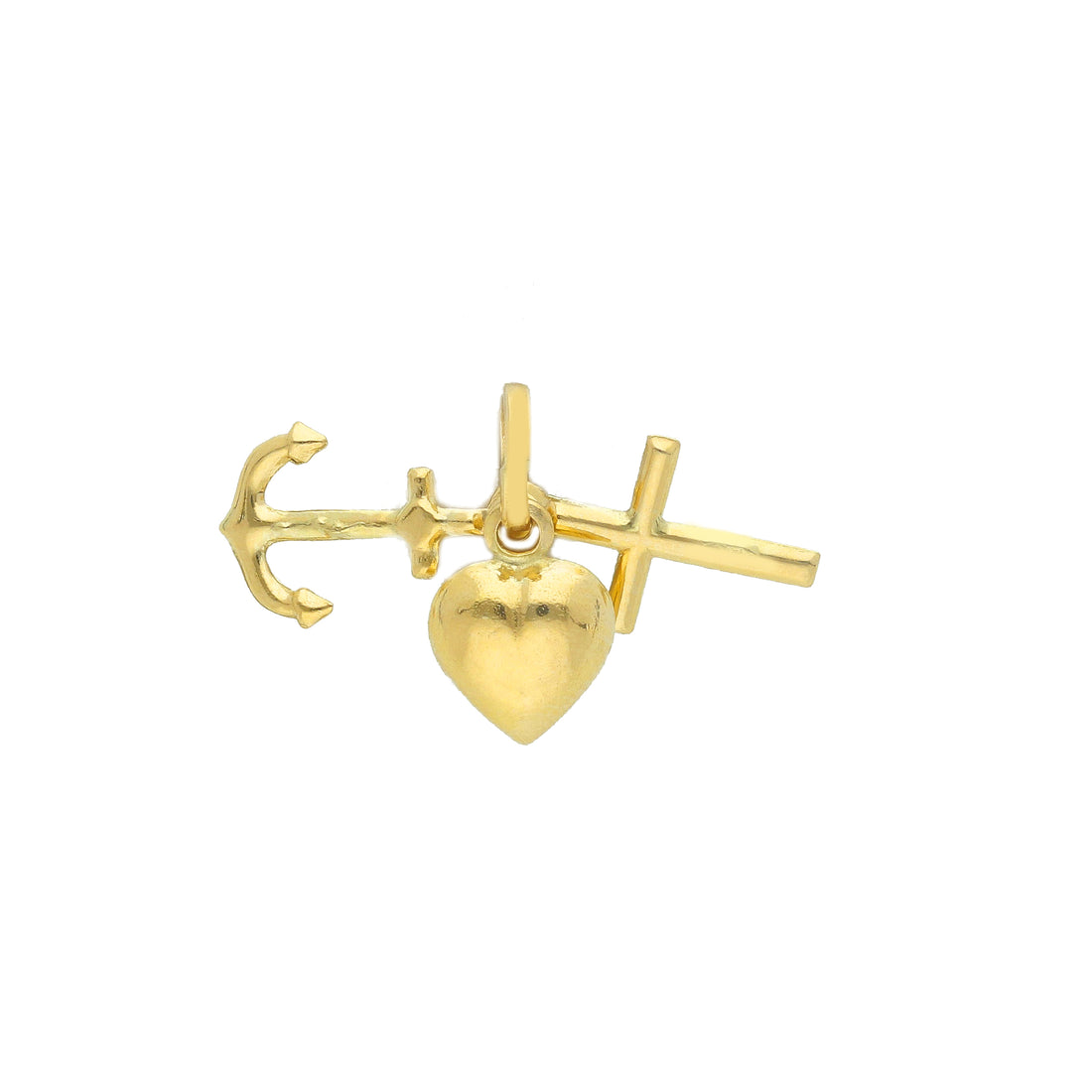 18K Yellow Gold Faith, Hope, and Charity Pendant (.88g)