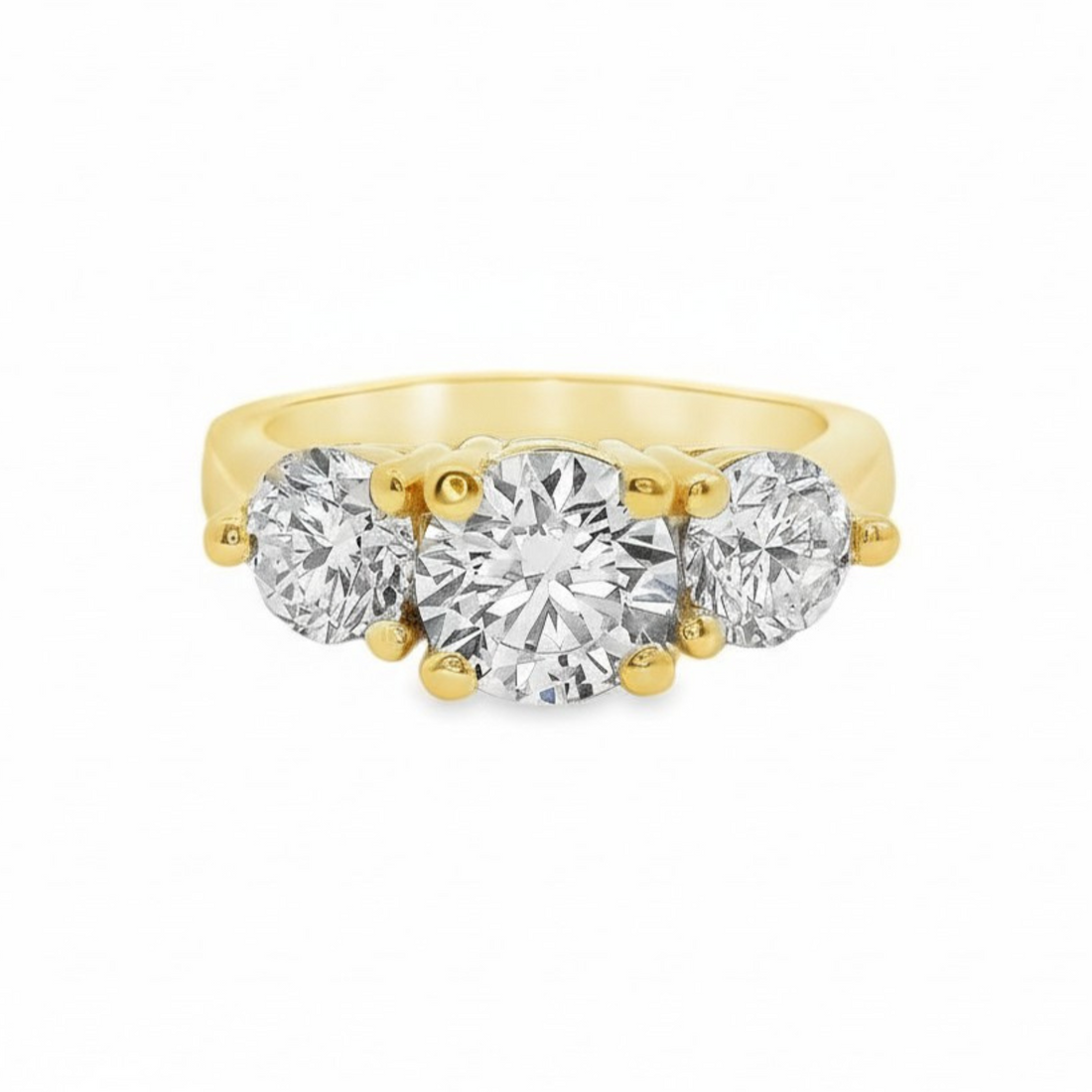 14kt Yellow Gold Lab-Grown Round Diamond 3-Stone Engagement Ring (2.08ct)
