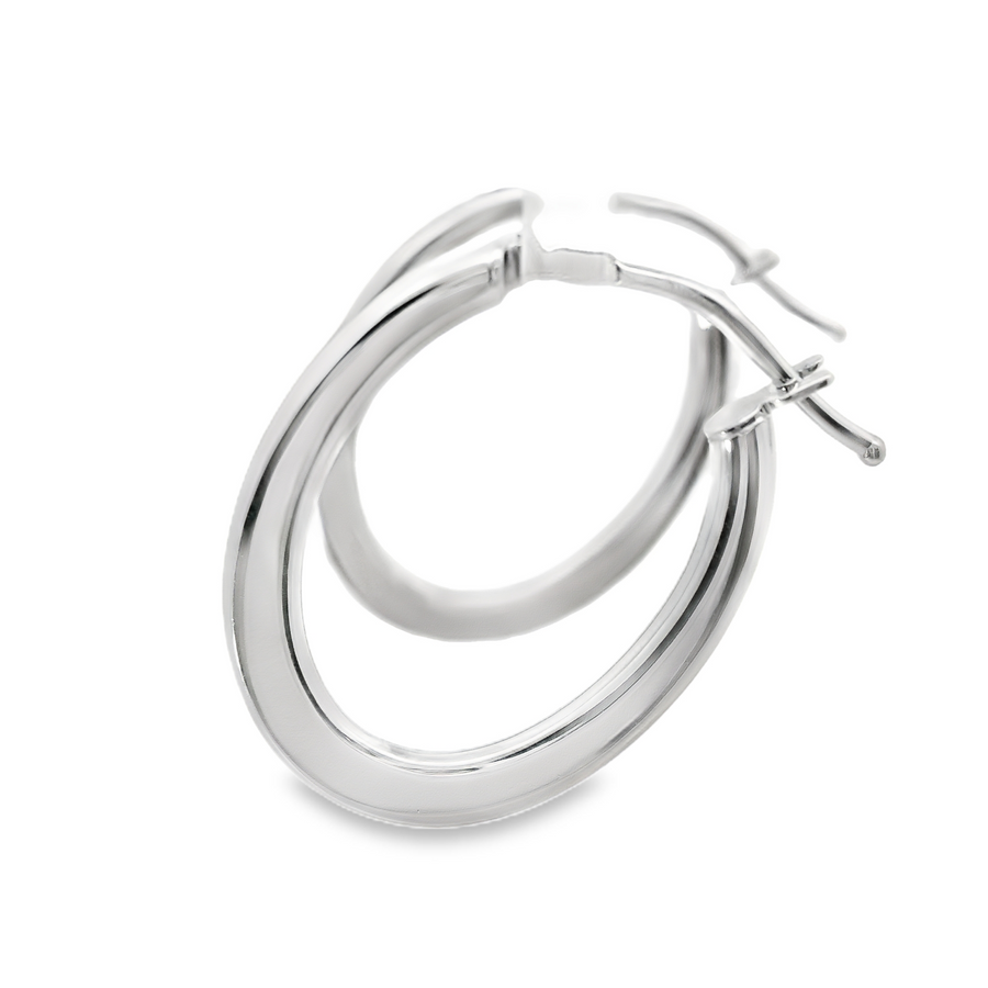 18kt White Gold Italian Made Hoop Earrings (1.10g)
