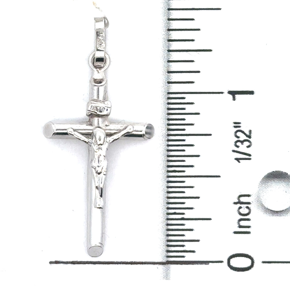 14kt White Gold Italian Made Crucifix Charm (1.9g)